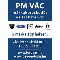 PM VÁC -  Peugeot  Ford  Fiat  Citroen JEEP  értékesítés és szerviz